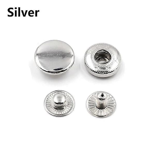 /EA/10 Set Sybehör Kläder Koppar Tryckknappar Klädsel DIY Fästen Tryckknappar silver 12mm