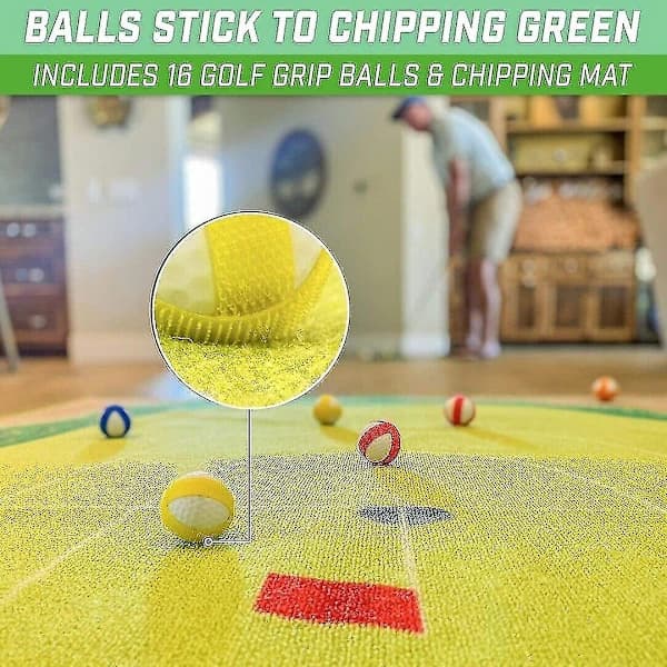 /EA/1 sæt Chip Stick Golfspilsmåtte med 16 Grip Golfbolde og 1 Chippingmåtte