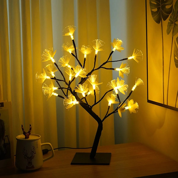 /EA/24-delars LED-ljusfiberoptisk trädjul vit dröm sovrum