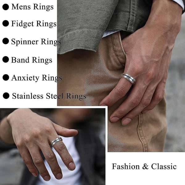 16st rostfritt stål Fidget-ringar för män Kvinnor Silver Guld Svart Herrringar Coola manliga bandringar Kedjespinnring