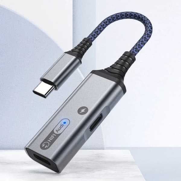 Type C PD 60w Opladningsadapter USB C til 3,5 mm Jack Splitter til mobiltelefon Blå Typec 3.5mm Blå Typec 3.5mm