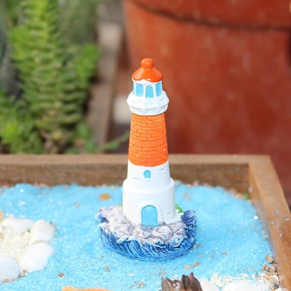 /EA/Realistiska former Diylighthouse Mini Resin Micro Landscape Lighthouse Statue Trädgårdsdekoration -4st