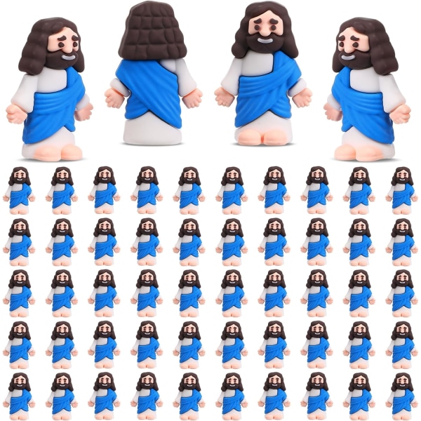 24-50 stk. Jesus-legetøj påske-minigummi Jesus-figur til at gemme sig og søge religiøse festgoder Søndagsskolehåndværk dåbsgaver til påskeægsting Blue 24PCS