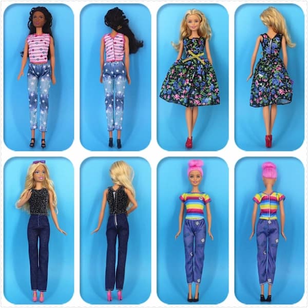 /EA/Barbie-kläder, 10 st Barbie-dockkläder inklusive (topp + byxor)