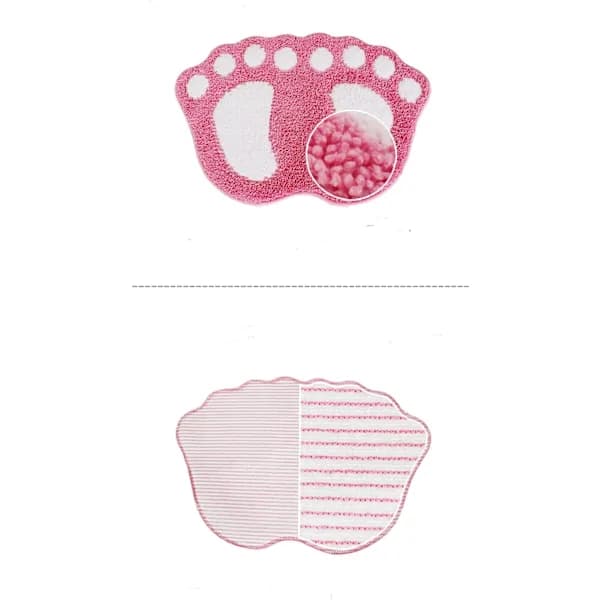/EA/ Sklisikker absorberende baderomsmatte, design med store føtter, polyester, rosa