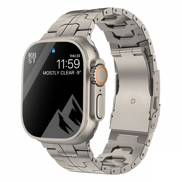 Lämplig til Apple iwatch Ultra 7/6/5/4 serie titan vikbart spænde klockarmbånd svart 38/40/41mm