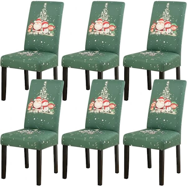 /EA/(Grøn, 6-pak) Julemadsstole Sæt med 6, Stretch Dining