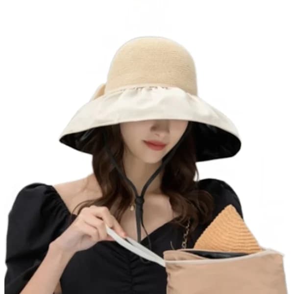 /EA/Solhatt med bred brätte Vinyl Anti-Ultraviolett Vikbar Mesh Beach Hat (2-pack beige)