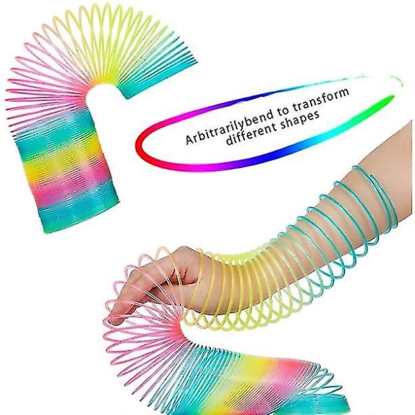 Rainbow Coil Spring Slinky Toy - Giant Classic Novelty Plastic Magic Spring Toy - 3x6 tommer/7,6x15 cm