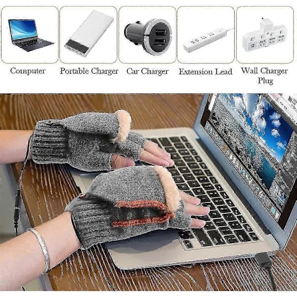 /EA/1 par USB-opvarmede handsker, opvarmede vinterhandsker med 3 temperaturniveauer, varme vinterhandsker til bærbar computer