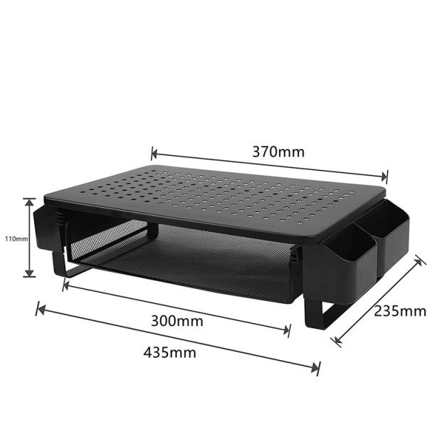 Näytön korkeuskiinnike laatikoilla lämmönpoistoa varten, tietokoneen korkeuspöytä Middle equipped with drawers