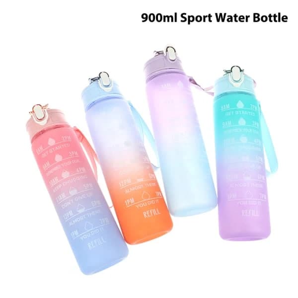 900ML Sportvattenflaska Läcksäker Rosa