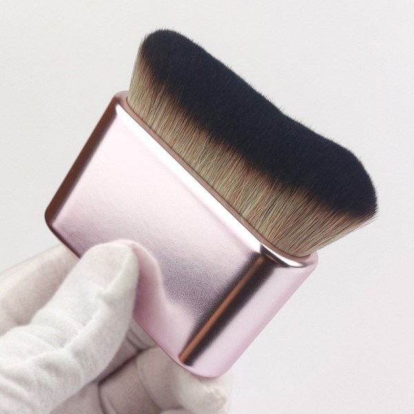 Självgarvningsborste, omedelbar självbruning för ansiktsgarvning och kroppsben Händerträning, stor blandning av bantning Solbränna Face Foundation Makeup-borste Pink Gold