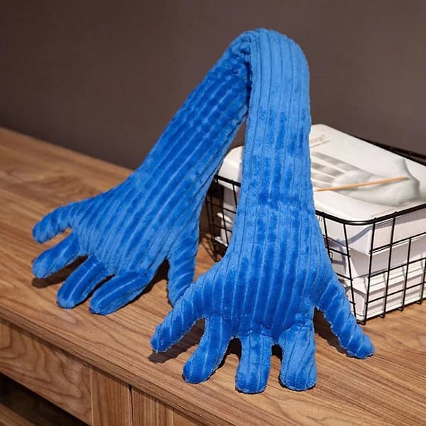 /EA/Blå håndlagde plysjputer lang stripe håndflatepute for hjemreise og camping sofaputer
