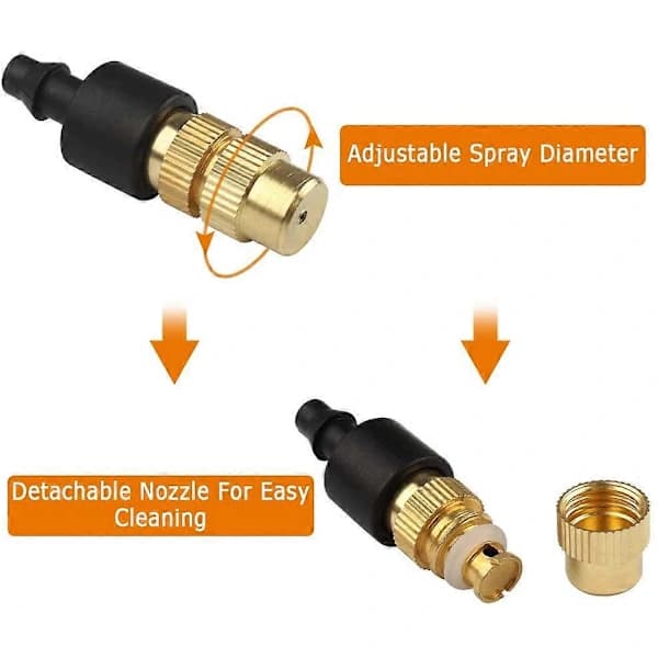 /EA/ Messingdyse 20 stk Justerbar messingvannmunnstykke Sprinklerhode Sprinklere Atomiserere for hagevanning Vanning-maks