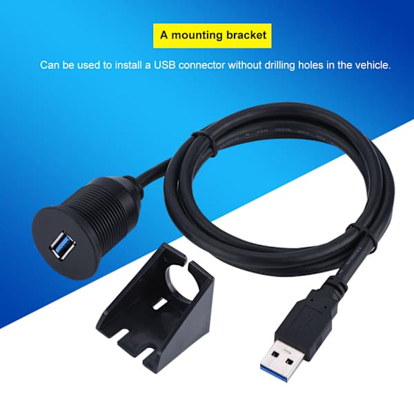 /EA/USB 3.0 Flush Mount Forlængerkabel til Bil, Båd og Motorcykel - 1 Meter Lang