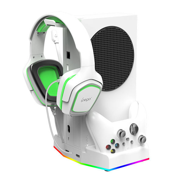 Xbox Series S multifunktionell konsol, vertikal LED-ljusbas kylningsladdningsställ svart