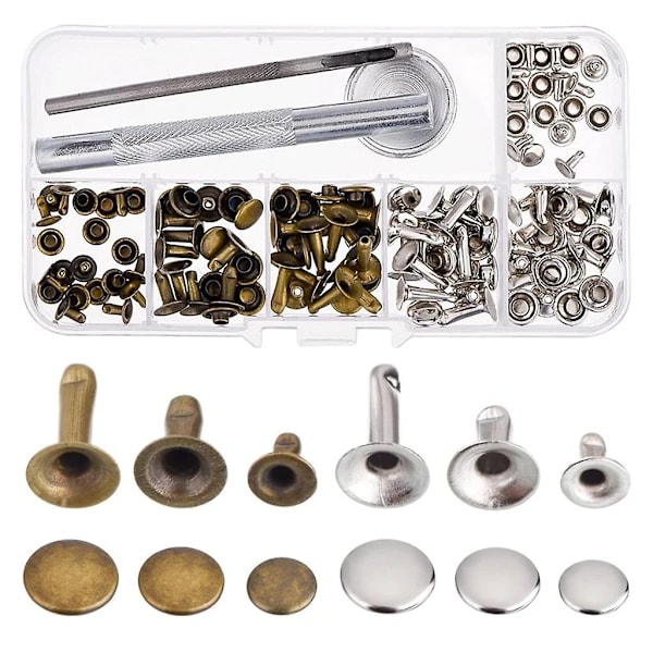 /EA/25 Kit Canvas Snap Sett 100 stk 15mm Rustfritt Stål Snap Button Press Studs