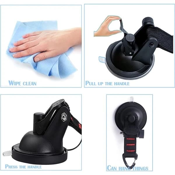 Camping Suction Cup, 4 Powerful Suction Cup Hooks for Camping Tent