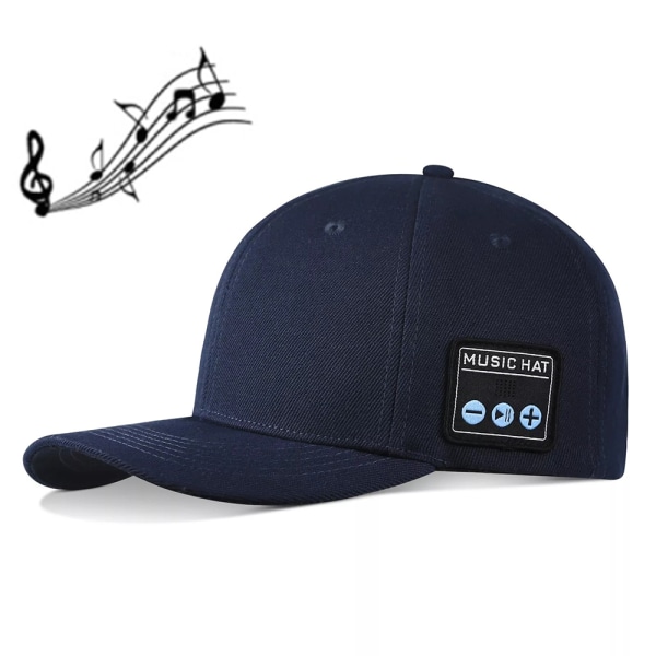 Bluetooth 5.0 binaural stereo trådlös cap för musiksamtal utomhussport cap YX2 Marinblå