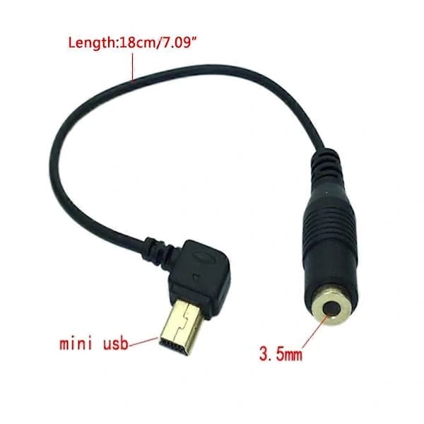 /EA/Mini USB til 3.5mm Mikrofon Lydadapter Overføringskabel for GoPro Hero 4