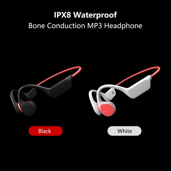 Trådlösa hörlurar Bluetooth IPX8 vattentäta hörlurar lämpliga för sport simning löpsim black 32g