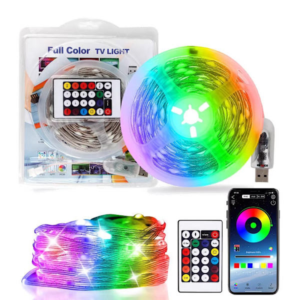 RGB röststyrd färgglad ljusslinga utomhus Bluetooth app fjärrkontroll ljusslinga färgglad färgskiftande smart lädersladd ljusslinga