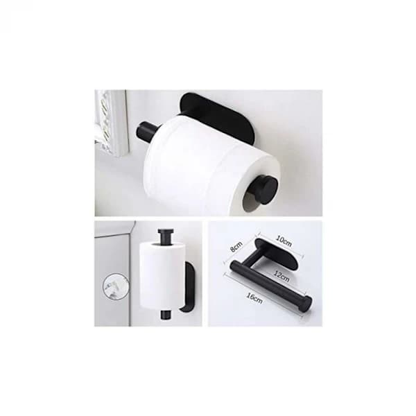 /EA/ Selvklæbende toiletpapirholder i sort - i rustfrit stål - P