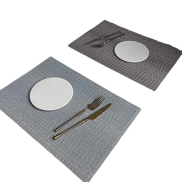 /EA/Sett med 3 PVC og polyester bordbrikker, 30x45cm (svart, rosa-grå, blå-grå)