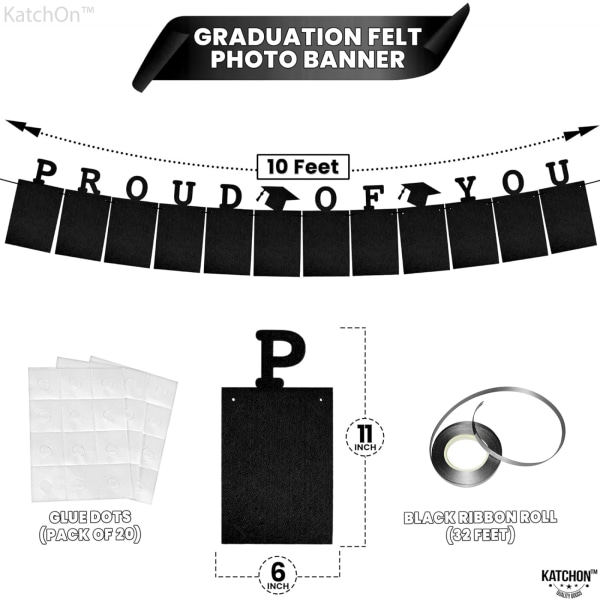 Graduation Photo Banner 2024 - Large, Felt Graduation Picture Banner Black Proud of You Banner Personlig Graduation Banner 2024 för Graduation Dec Blue