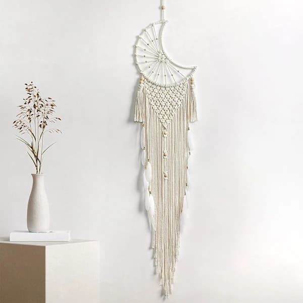 /EA/1 stk. stor Macrame drømmefanger håndlavet drømmefanger fjer Dr