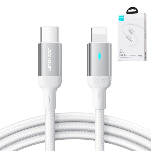 /EA/Slitstark flätad kabel för iPhone A10-serien USB-C - Lightning 20W 2m vit
