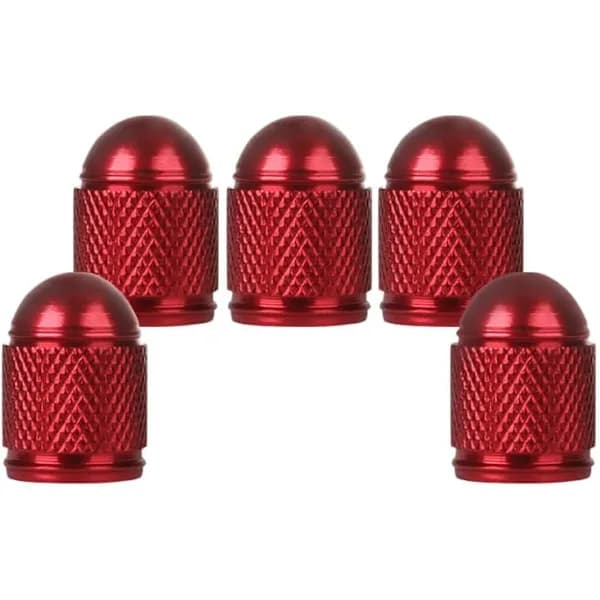 /EA/5 stk. røde ventilhetter, bildekk, kule aluminium universal