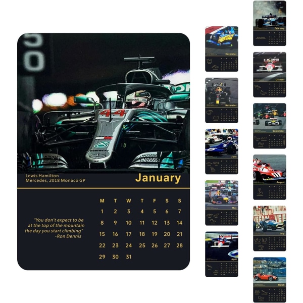 F1 Calendar 2024 Desk Calendar – Formel 1 racing program skrivebordskalender med racing billeder
