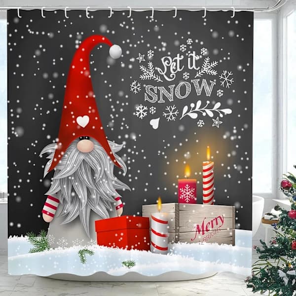 /EA/1 st Duschdraperi för Badrum Söt Sprite Jul Låt det Snöa Tyg Duschdraperi Vinter Jul Semester