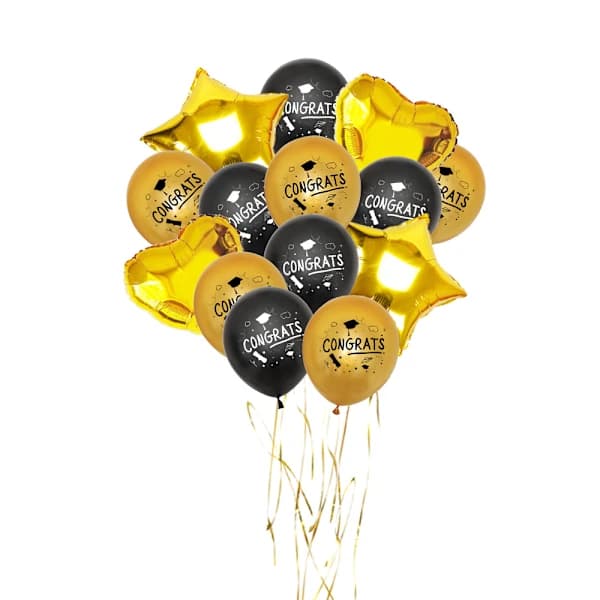 /EA/2023 Dimissionsballoner Kit, 45 stk. Sorte og Guld Konfetti Balloner