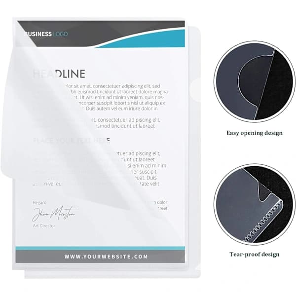 /EA/A4 Gennemsigtige Plastmapper, 30 stk. Plastmappe til Papir S