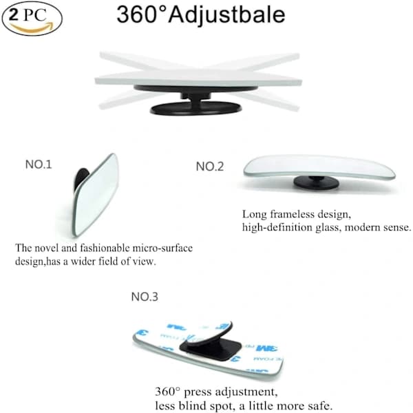 /EA/ Set med 2 konvexa dödavinkelspeglar Ramlös design för alla bilar SU
