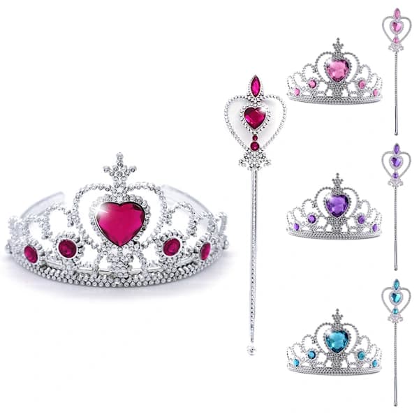 Glitter Prinsessekrone Tryllestav Sett for Små Jenter
