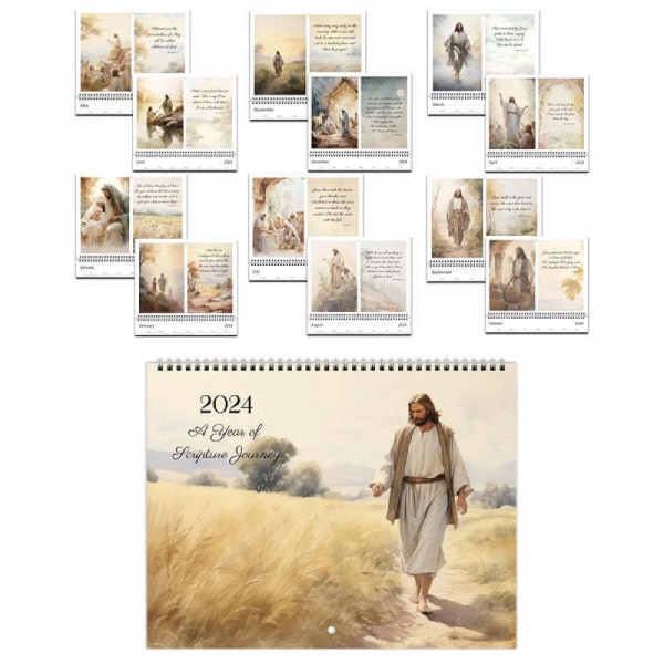 2024 Jesus Calendar Wall Art Calendar - Trykt i premium arkivpapir - Jesus Plakat 29x21 cm