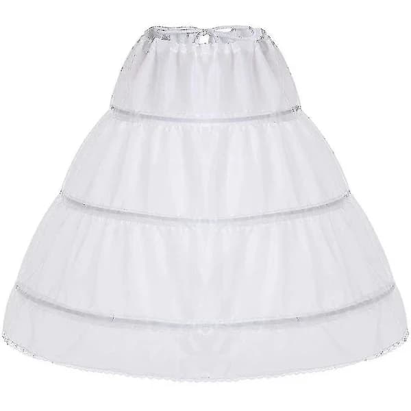 /EA/Jenter Hvit 3 Ringer Underskjørt Krinoline Bryllup Brudepike Blomsterkjole