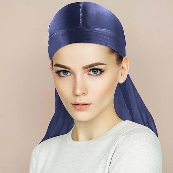 /EA/2 stk. sort blå silke durag unisex hue hat durag til mænd kvinder