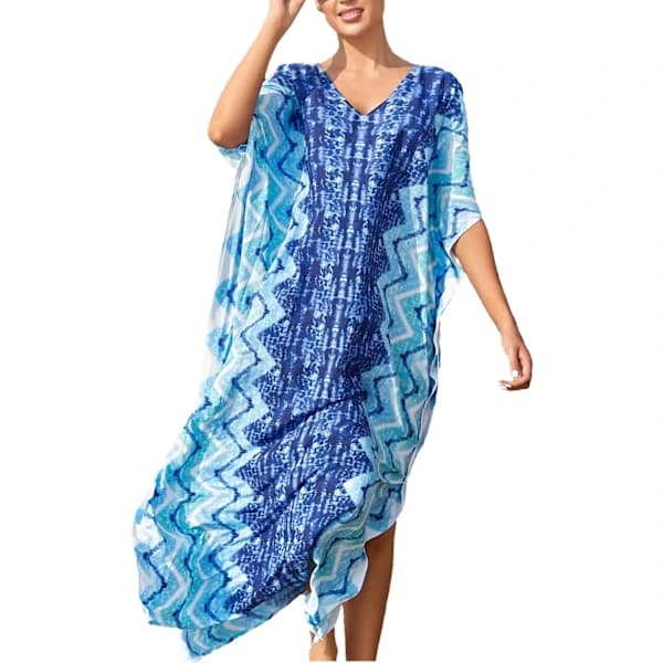 Kvinners trykte Kaftan Maxi strandkjole Én størrelse