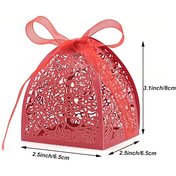 /EA/100-pack laserutskurna rosa godisaskar, presentaskar 2,5\" x 2,5\" x 3\"