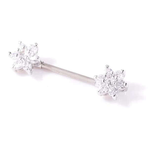 /EA/Sexy kroppspiercing smykker Kirurgisk stål Zirkon Blomst Brystpiercing (Sølv)