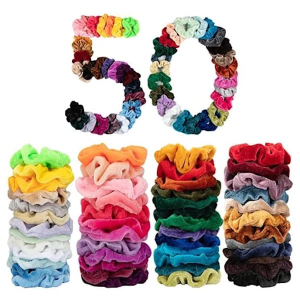 /EA/50-pack Scrunchies Hårband | Sammet | Hårsnoddar |
