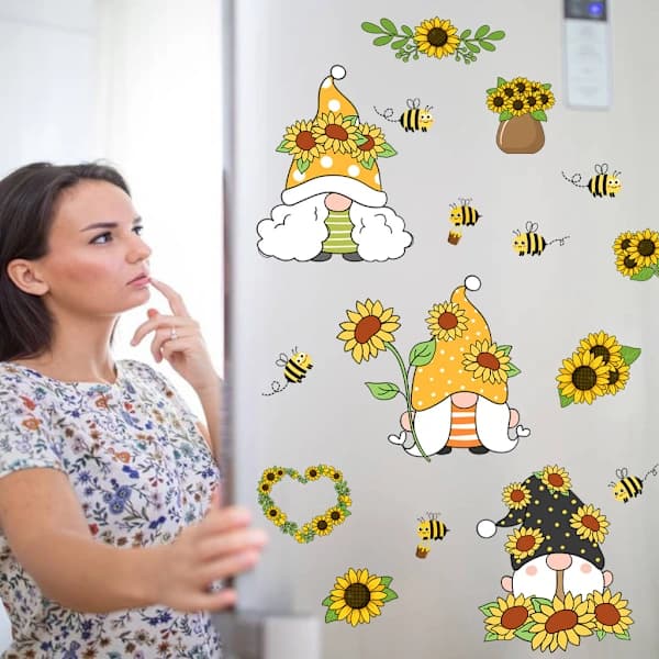 /EA/4 st Väggdekaler Små Dvärg Solros Väggdekaler Mural Dec