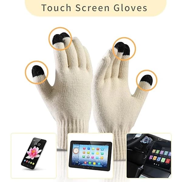 /EA/Farverig hue, touchscreen-handsker sæt med pompon til kvinder
