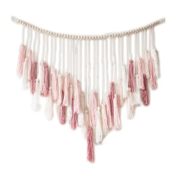 /EA/Annan dekorativ väggdekoration gobeläng pompom pärla flätad ull