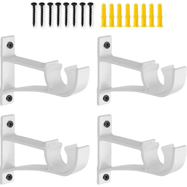 /EA/4-pack Tunga Gardinstångsbeslag i Aluminiumlegering för Gardinstång (Vit)